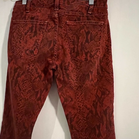 Current/Elliott Ankle Skinny Red Paprika Python Snake Animal Print Jeans, 26 - Picture 2 of 6